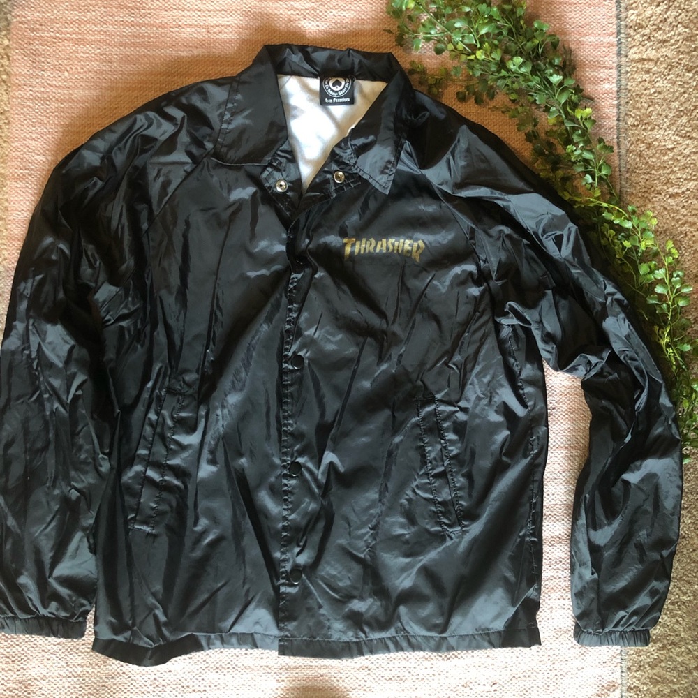 Thrasher Coach Windbreaker Black Size Medium